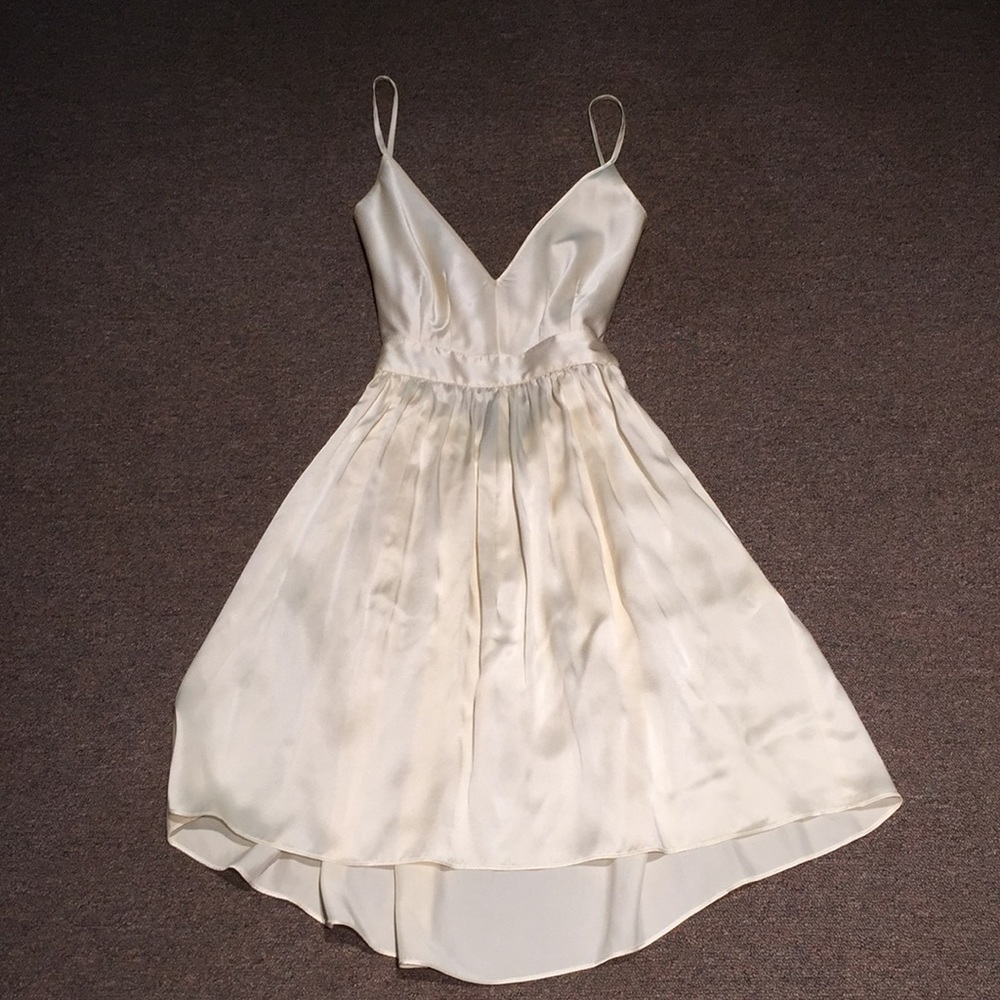 Ivory mini spaghetti strap dress